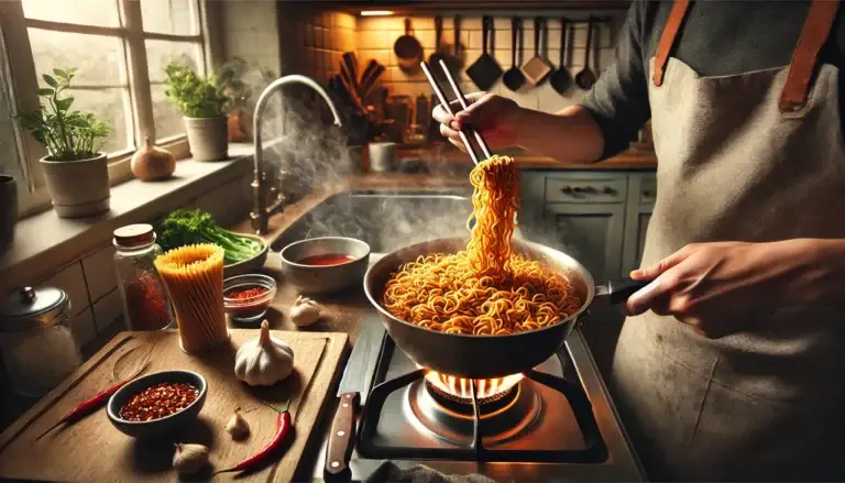 7 Tricks To Make Noodles Buldak Even More Delicious Now 3 sauce-coated-strands-koreanramen.net